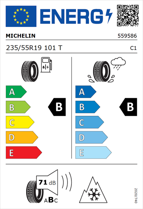 Tyre Label for Michelin CrossClimate 2 SUV 235/55R19 101T